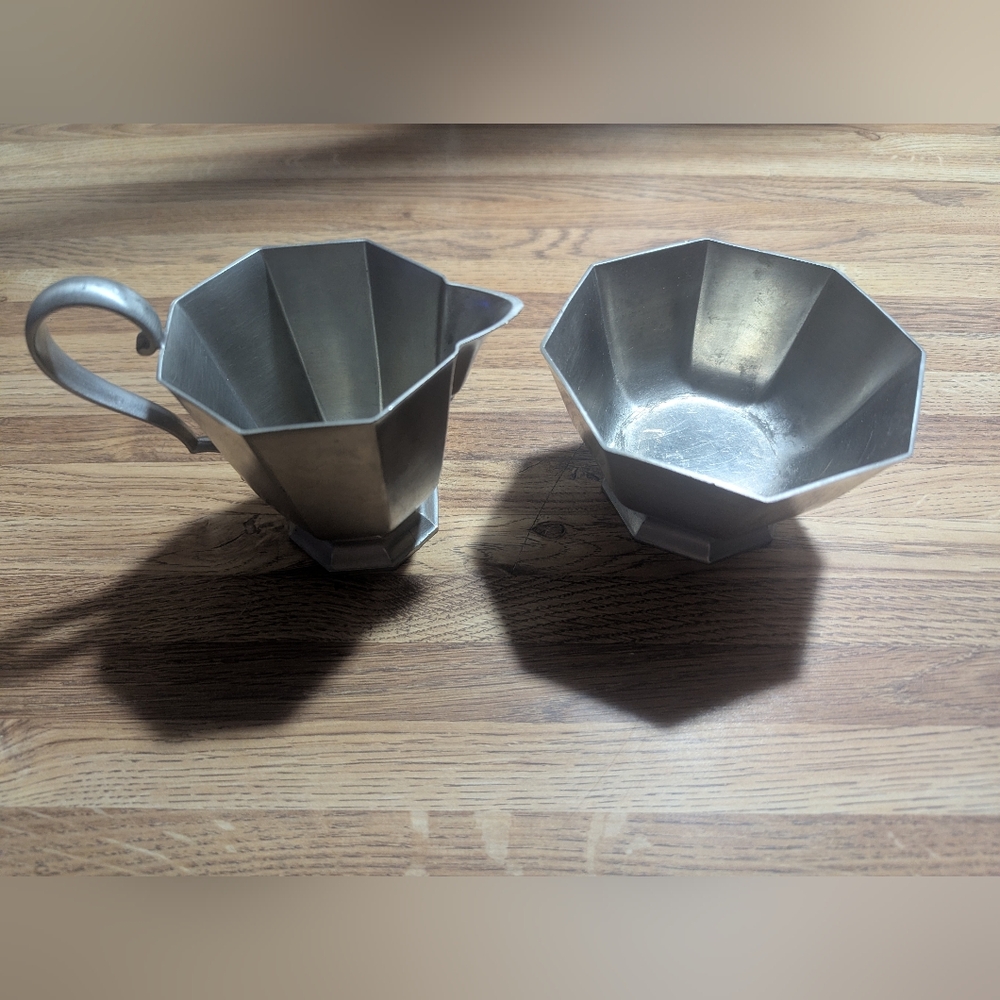Vintage Gorham pewter octette cream and sugar set